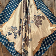 35X35" Tan and Blue Floral Wild Rag / Scarf WR3302