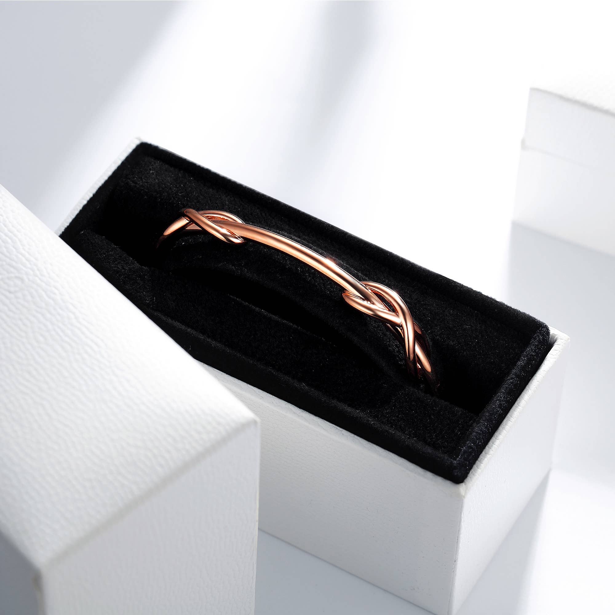 Double Infinity Cuff Bangle- Rose Gold.