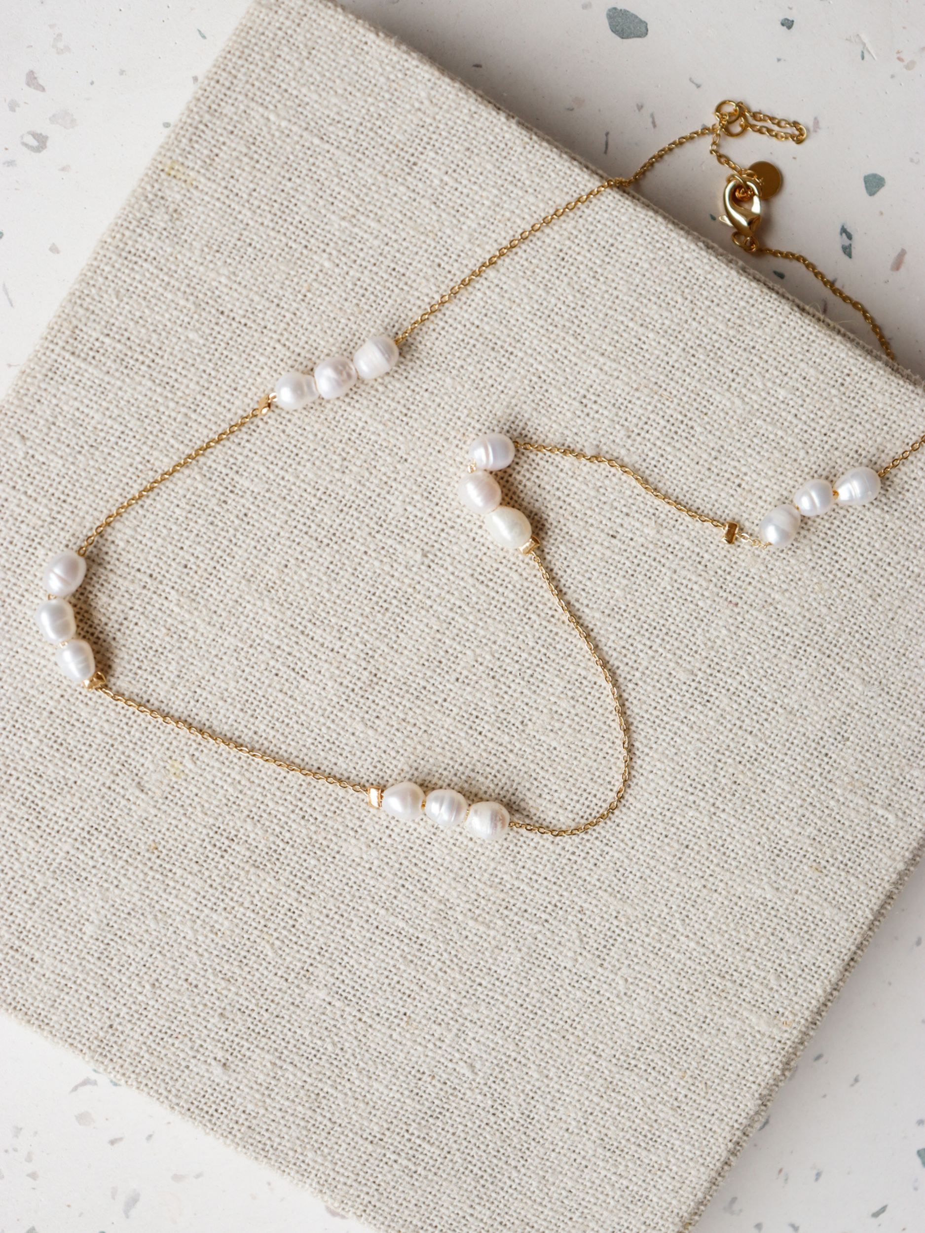 Trio Pearl 18K Gold Plated Necklace