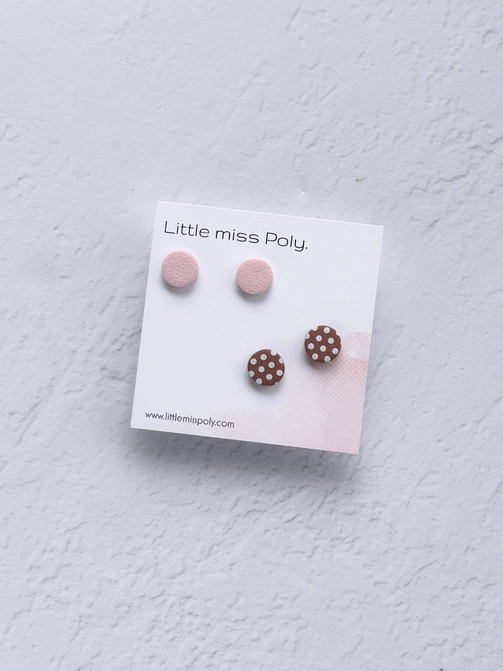 Charlie - Double Mini Stud Pack (pink &amp; polka dot)