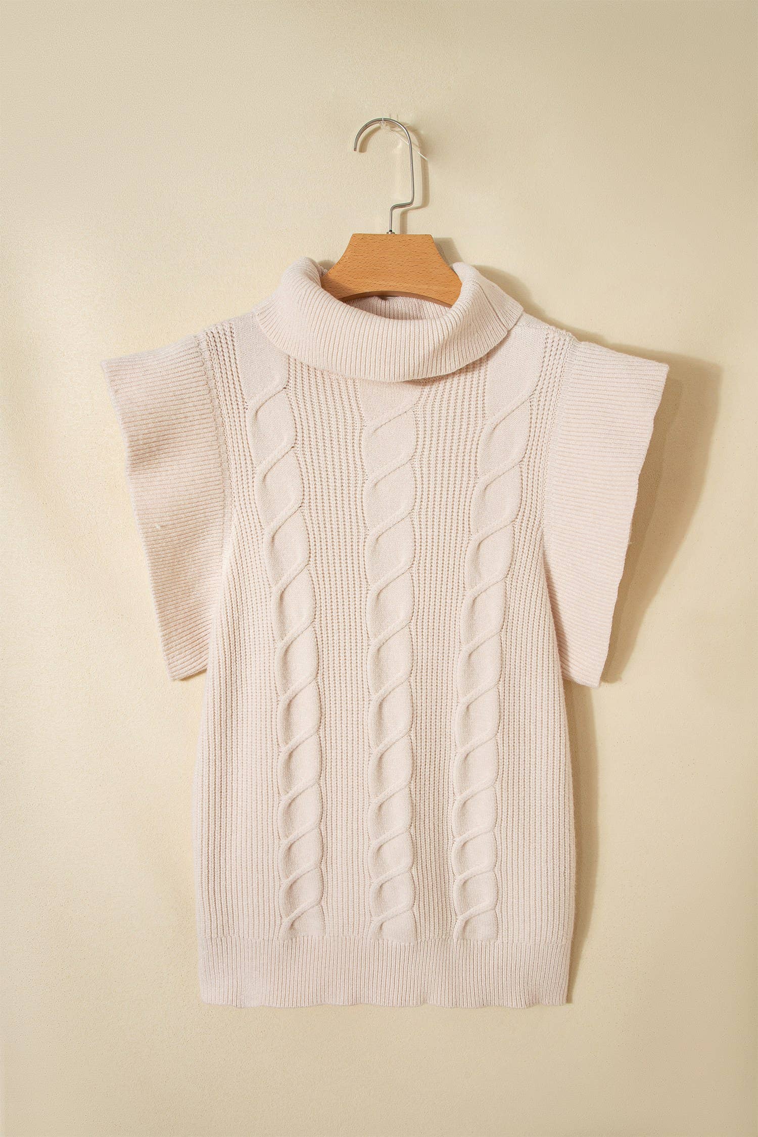 Western Cable Knit Ruffle Sleeve Turtleneck Sweater Top