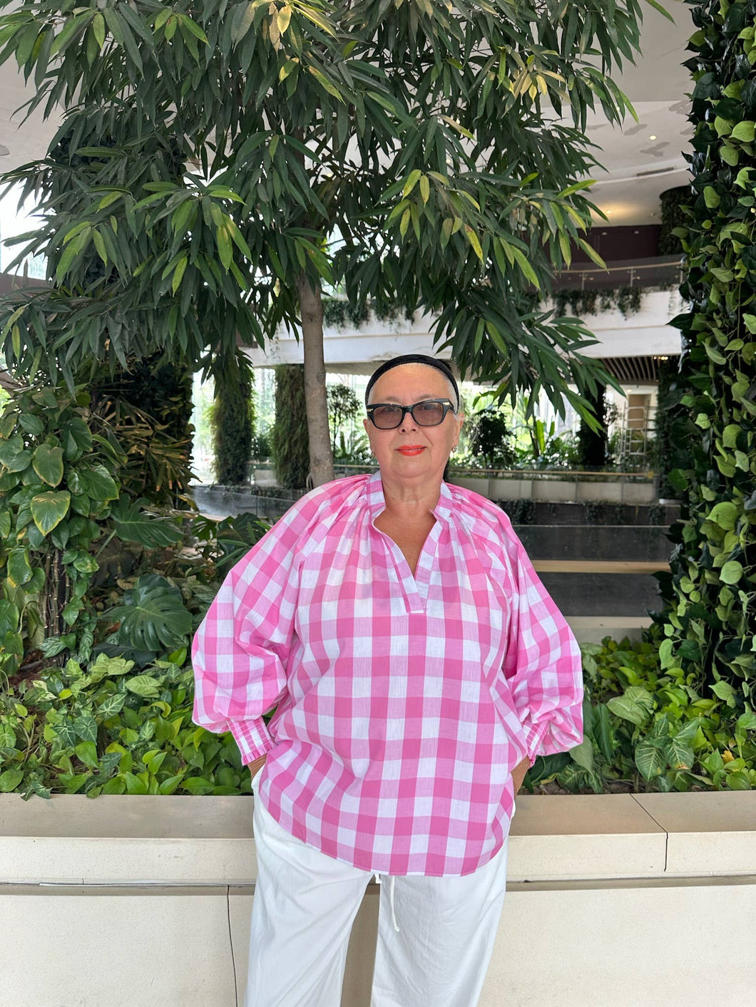 Checked Top - 893 -  Pink & White