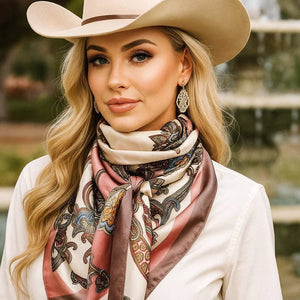 Wild Rag - 35X35" Pink & Brown Paisley Scarf