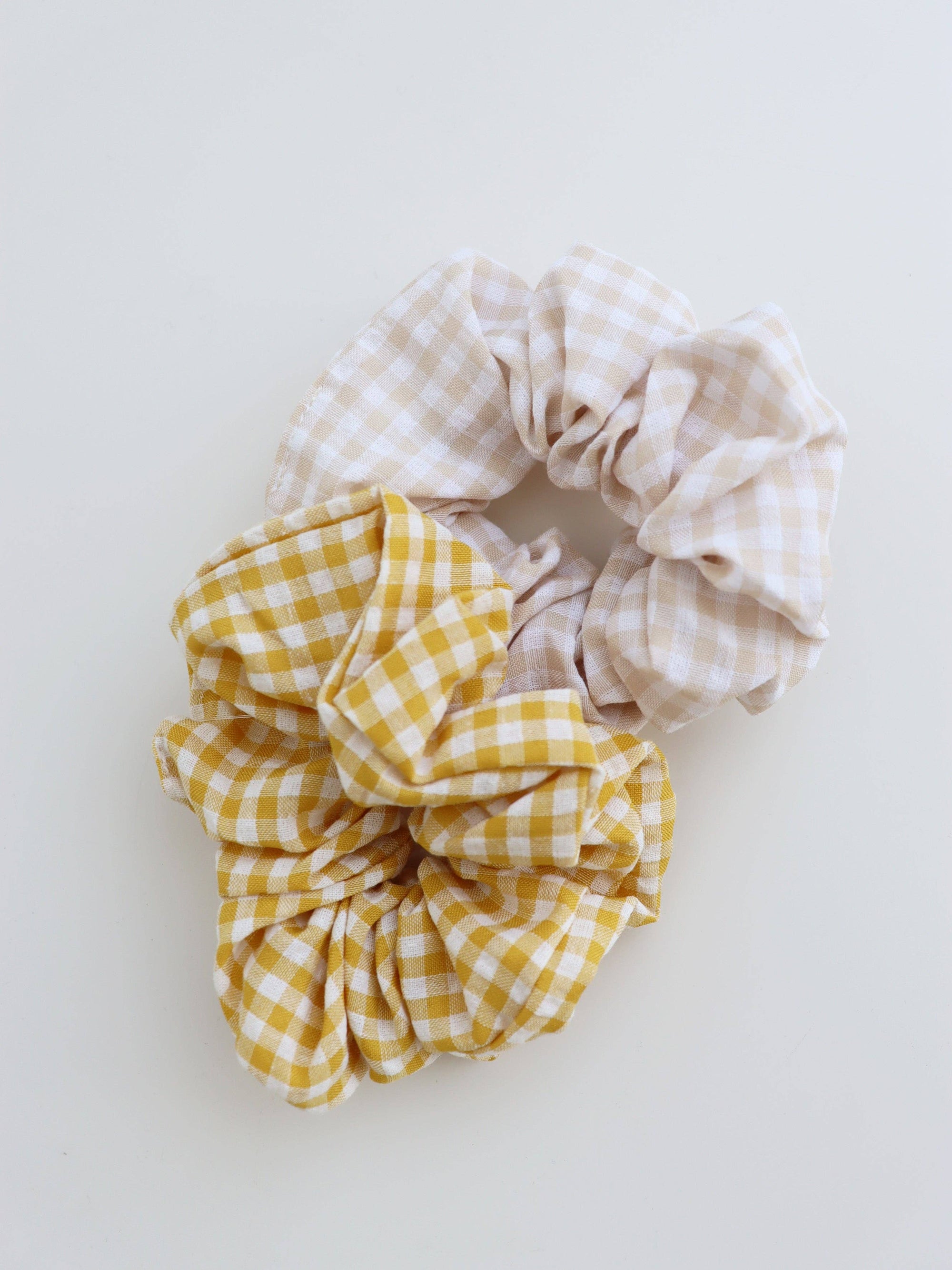Gingham Scrunchies 2 Pack Set - Butter