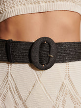 Alora Round Buckle Straw Belt- biscuit