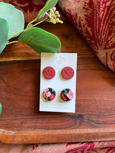 Selena Black & Floral Stud Pack - 2 pack