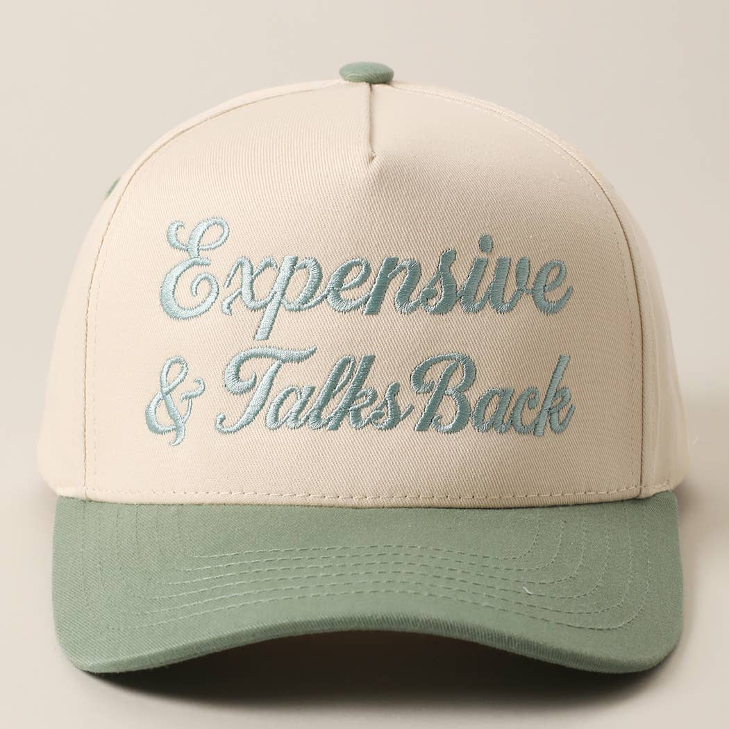 Expensive &amp; Talks Back Embroidered Two Tone Trucker Hat
