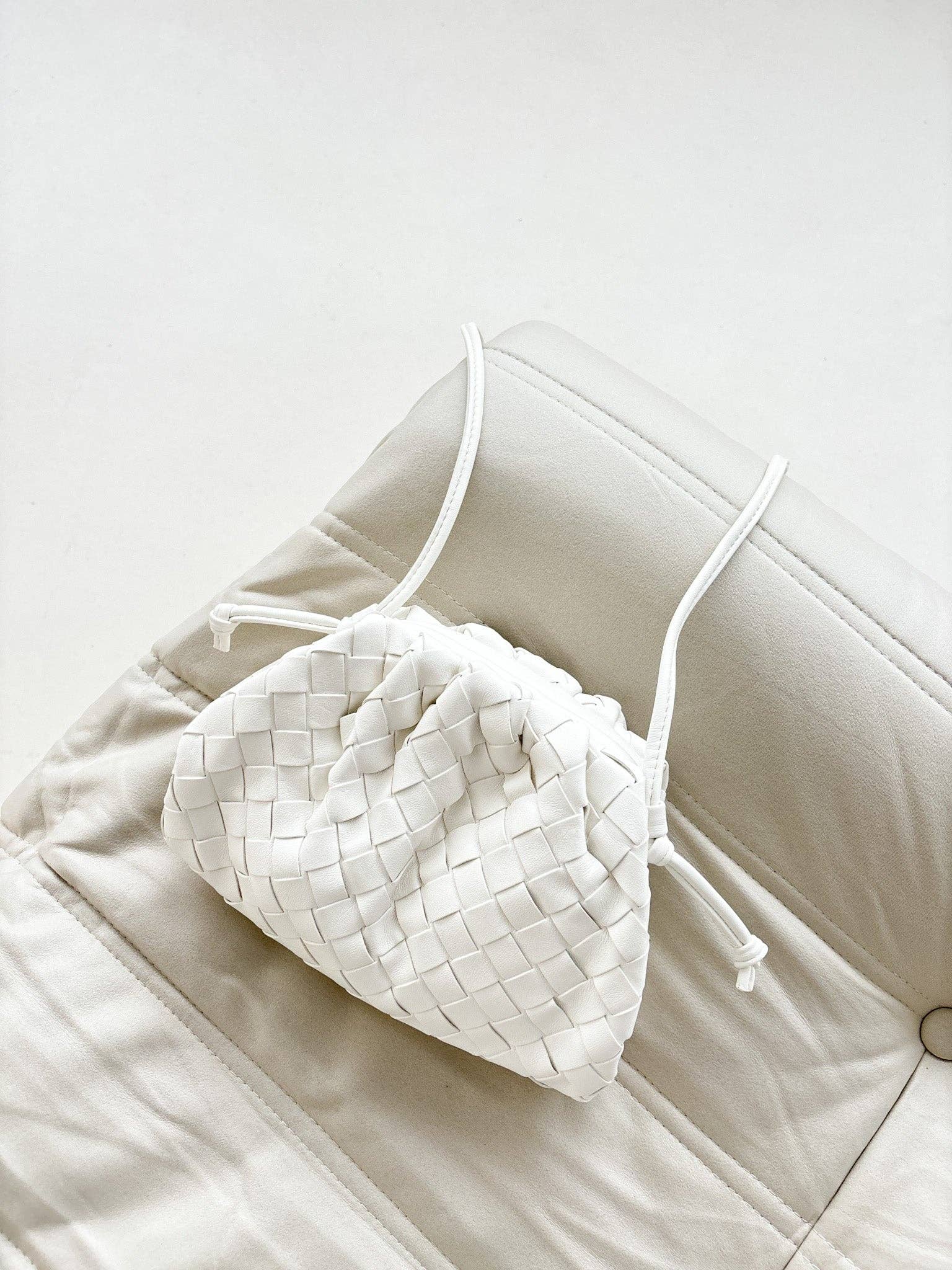 Maeve Woven Clutch Bag in White