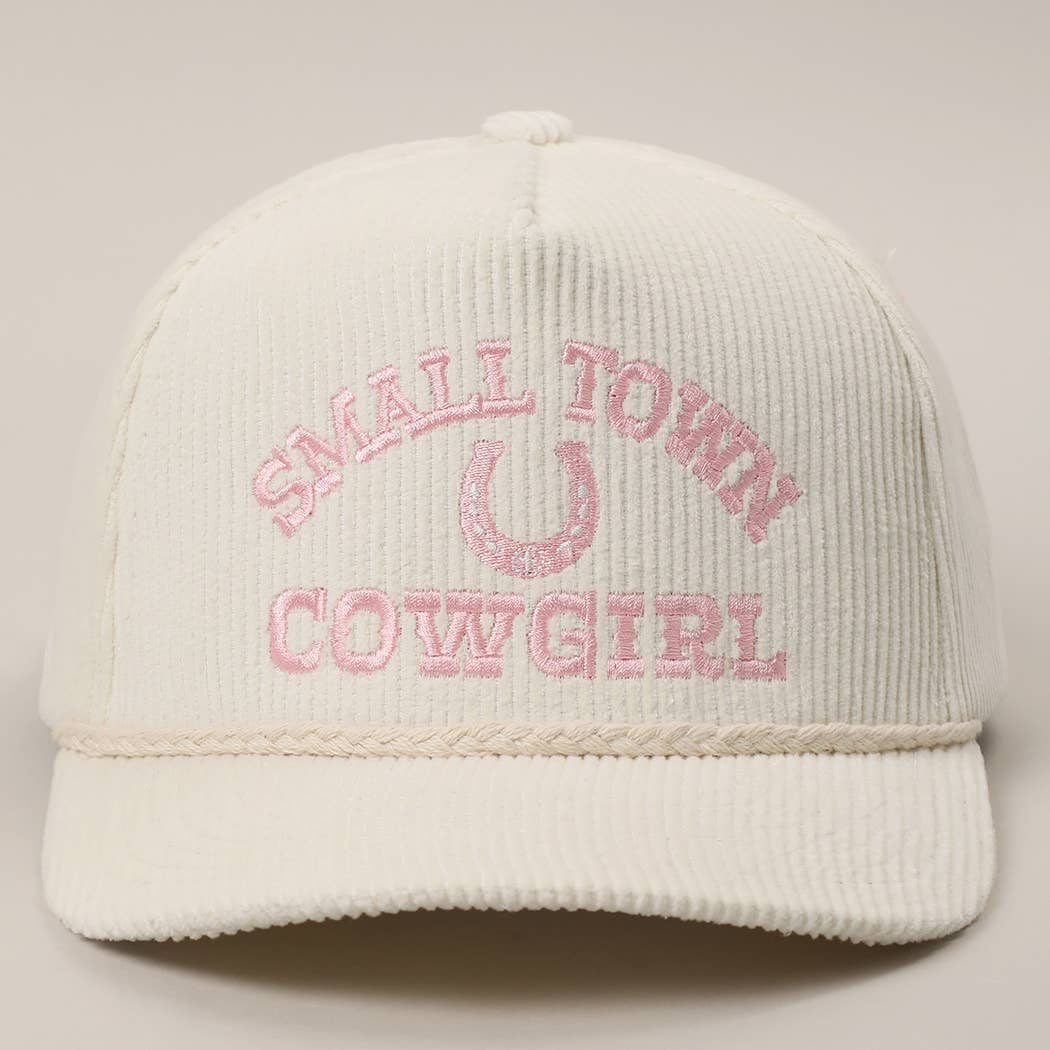 SMALL TOWN COWGIRL Corduroy Rope Trucker Hat