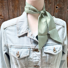 Green and White Western Skinny Mini Wild Rag Scarf / Cowgirl Necktie  #TW127