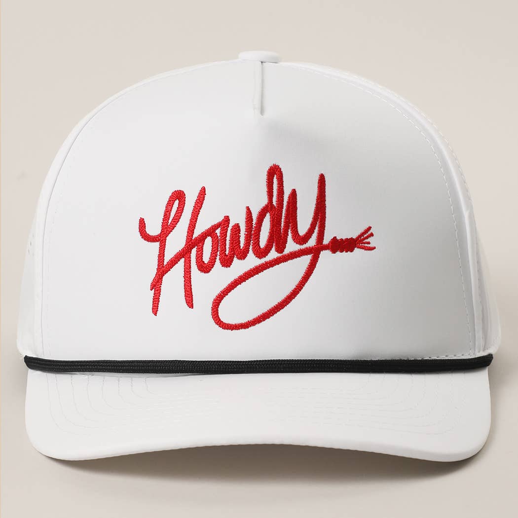 Howdy Embroidered Premium Materials Rope Strap Trucker Hat: NAVY/WHITE