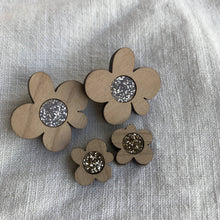 Moon Flower Midi Stud Earrings | Cherrywood + Gold Glitter  |