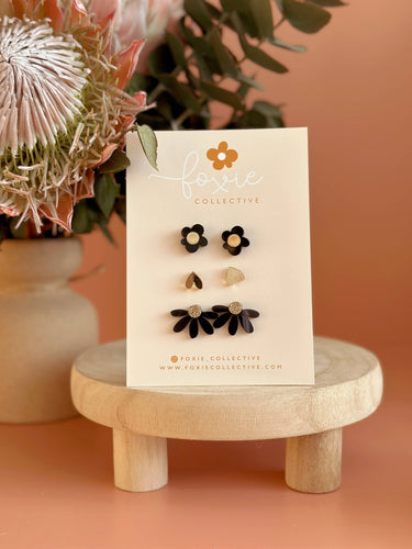 Stud Pack Trio | Black + Gold