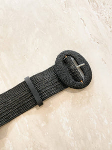 Alora Round Buckle Straw Belt- biscuit