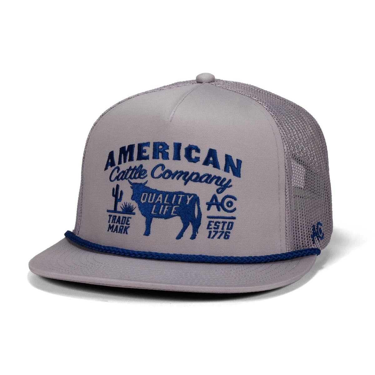 American Cattle Co Bull Crest Hat Grey