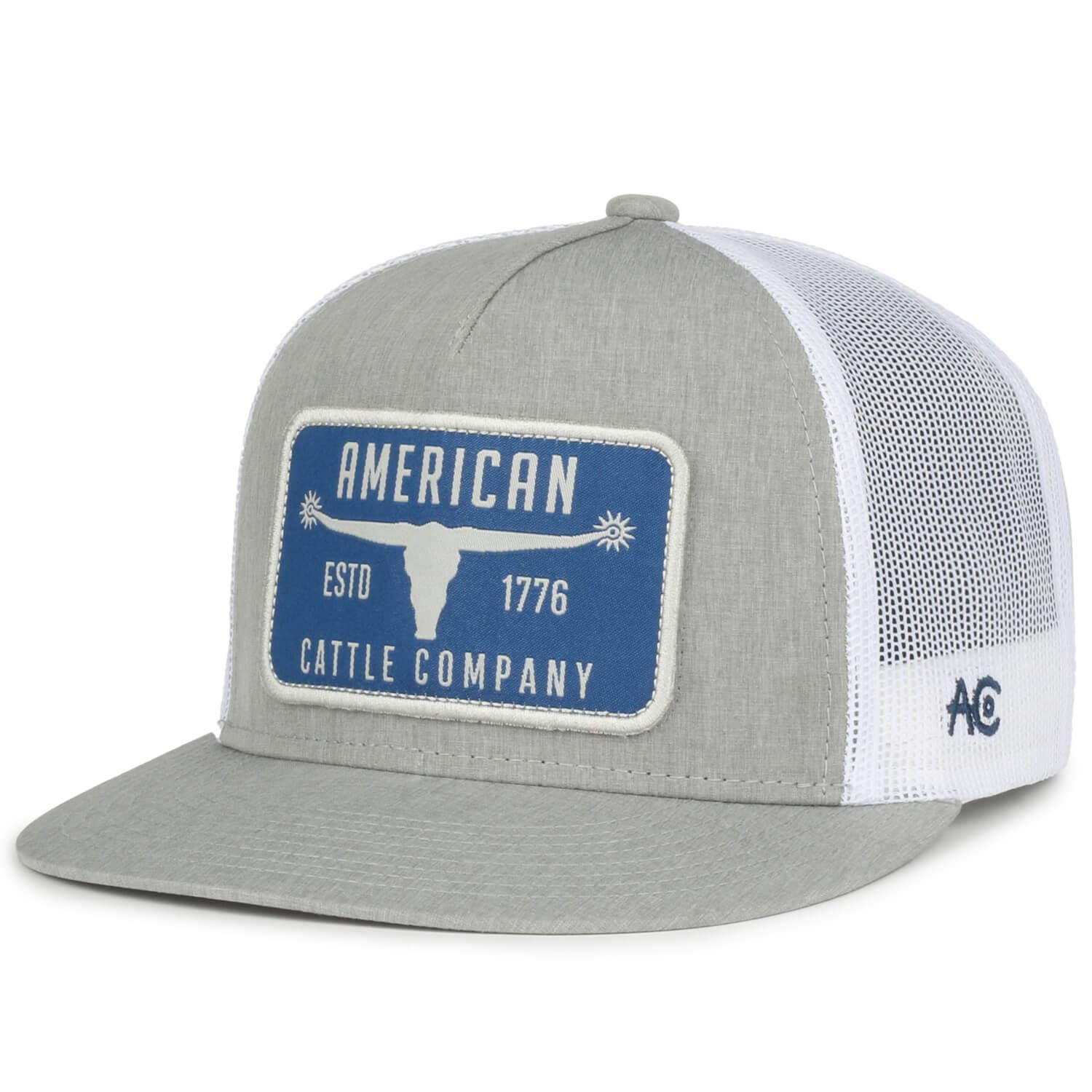 Bull Spurs Hat-Flat: White