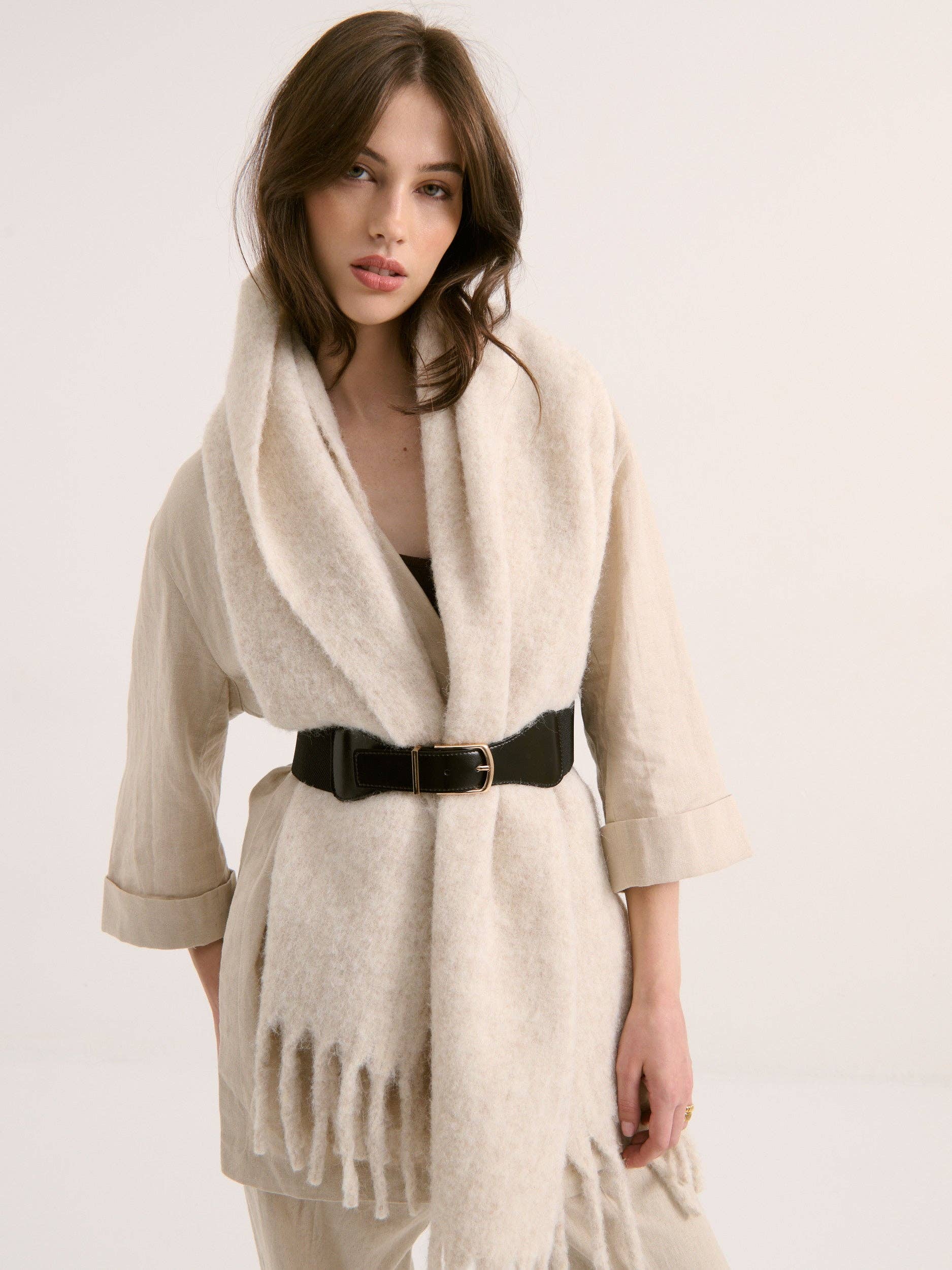 Hampton Oatmeal Fluffy Scarf