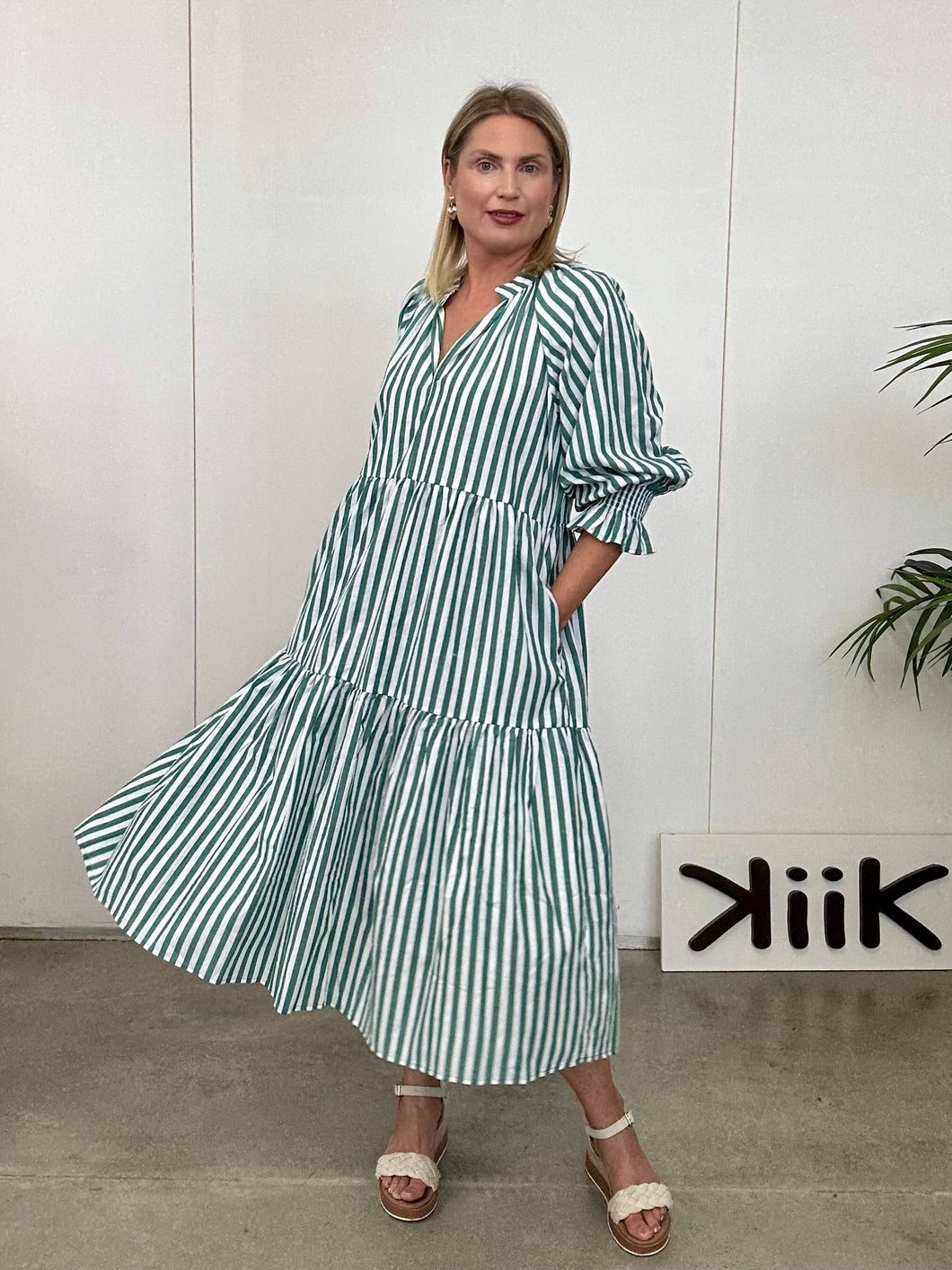 Striped Dress - 885 - Green