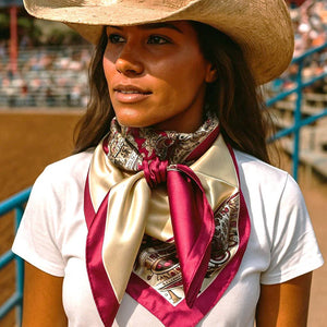 Wild Rag - 35X35" Burgundy and Cream Scarf