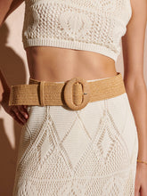 Alora Round Buckle Straw Belt- biscuit