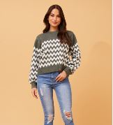 Davona Chevron Knit - Khaki