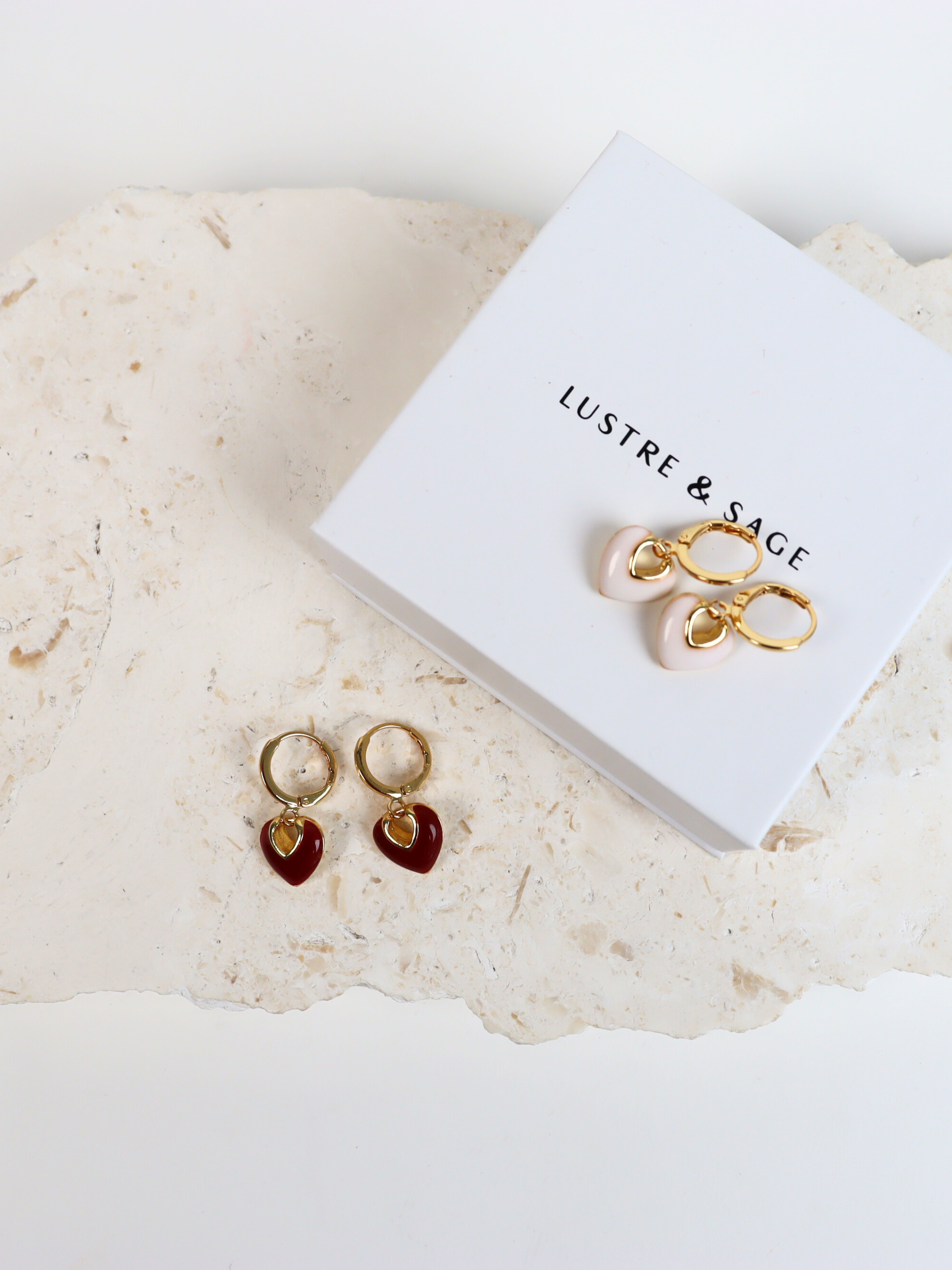 Jules Heart White 18K Gold Plated Earrings