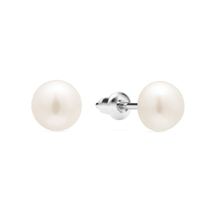 Freshwater 8mm Pearl Stud Earrings Freshwater Pearl Rhodium
