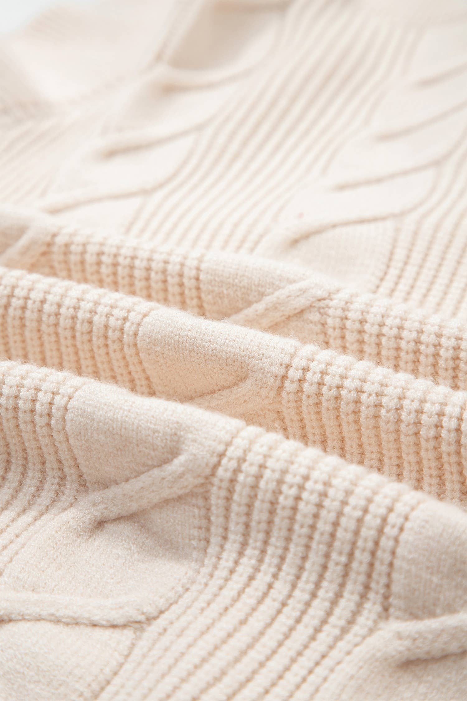 Western Cable Knit Ruffle Sleeve Turtleneck Sweater Top