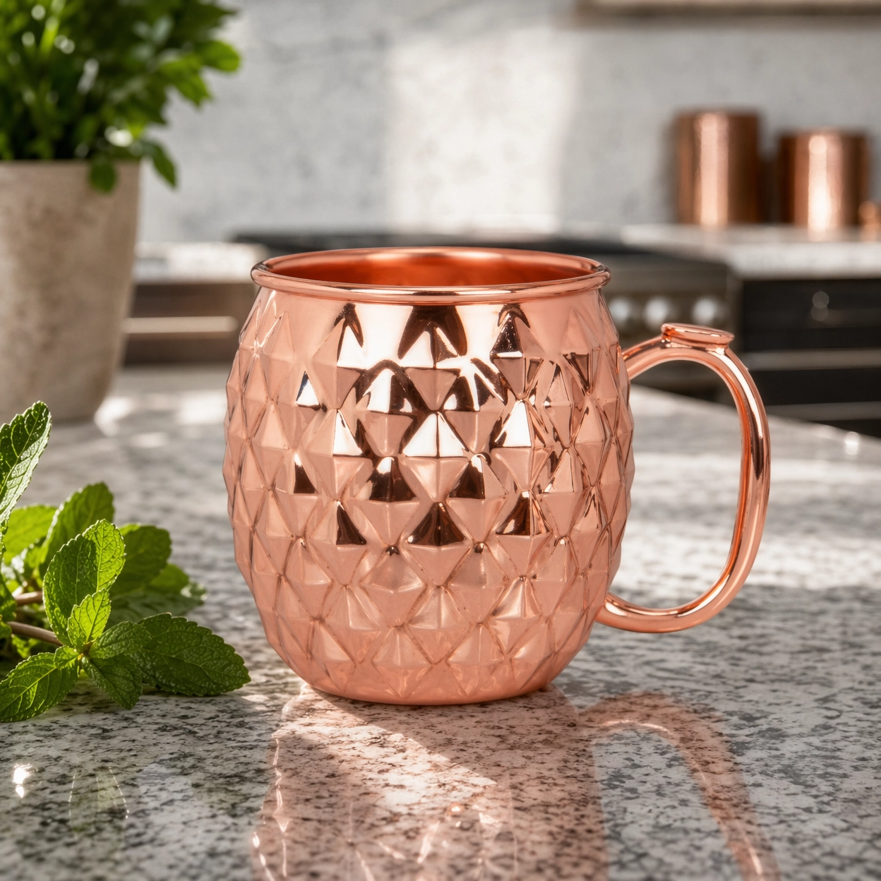 Copper Embossed Moscow Mule Mug With Handle 475ml