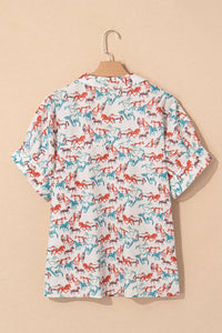 Plus Size Western Horse V-Neck Blouse