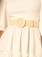 Camine Circle Buckle Straw Belt (2 cols)