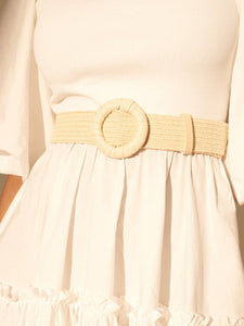 Camine Circle Buckle Straw Belt (2 cols)