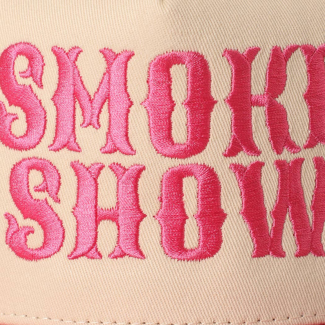 SMOKE SHOW Typographic Embroidery Baseball Cap: HOT PINK / One Size