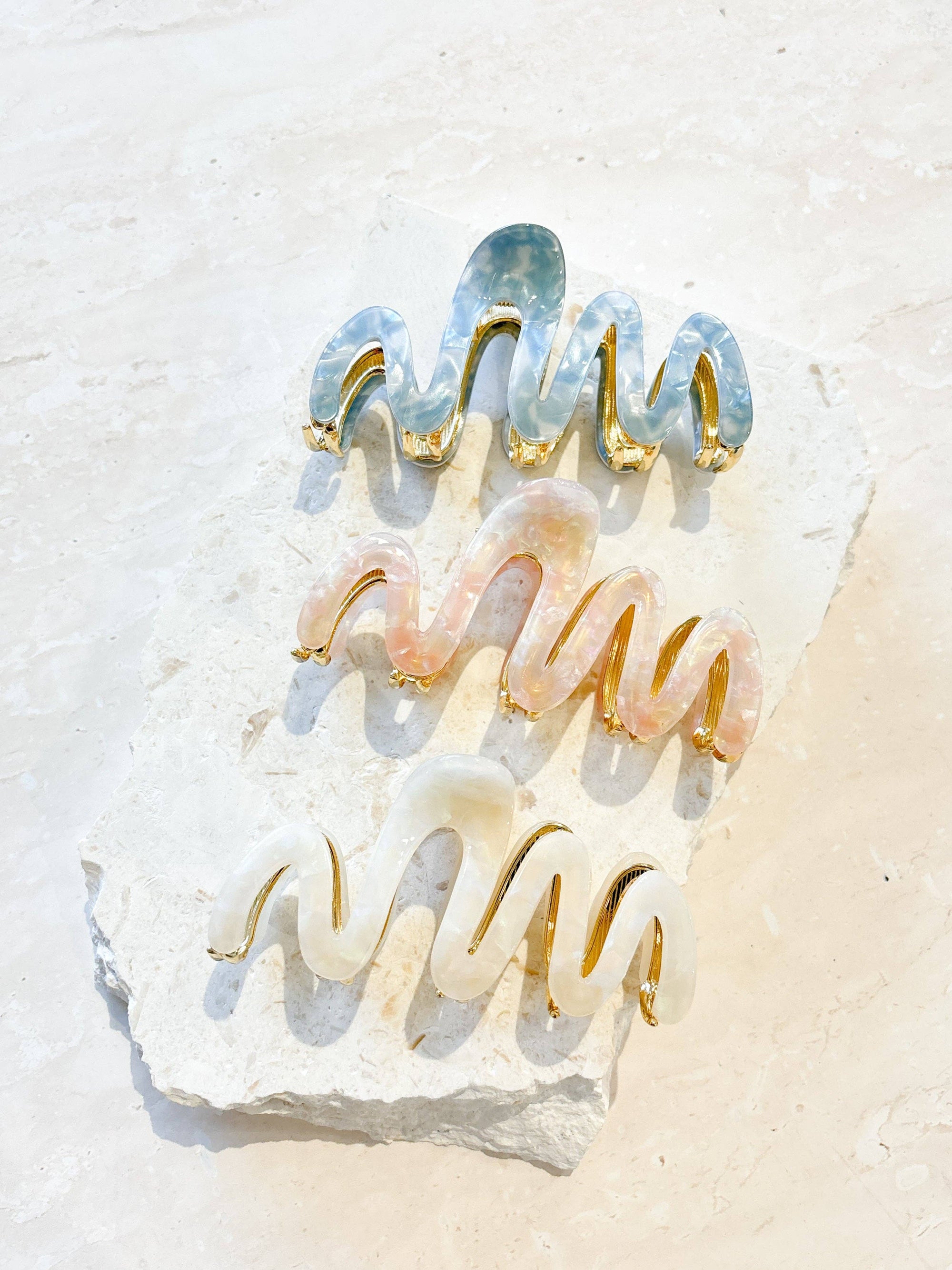 Wave Acrylic Metal Claw Clip (3col)