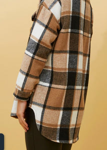 Ella Check Shacket - Camel