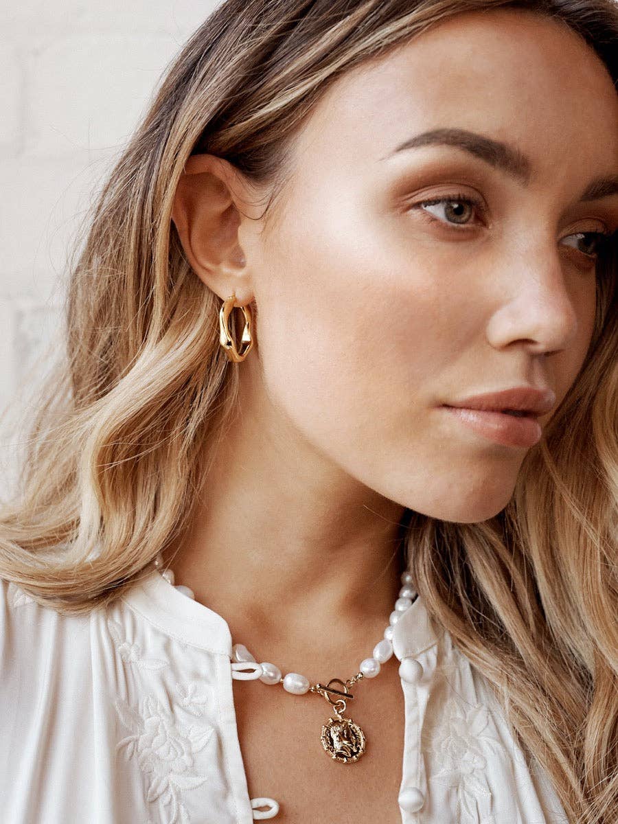 Wavy Textured 18K Gold Plated Earrings