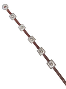 Western Bone Colour  Concho Belt in Genuine Cowhide Leather