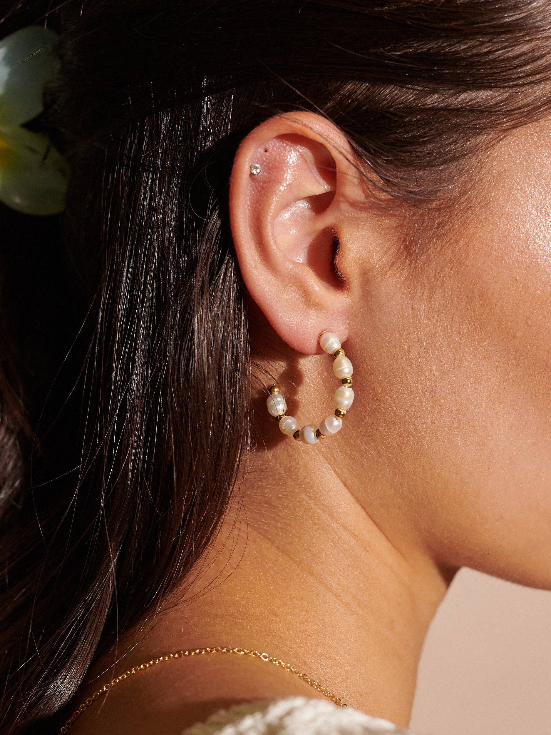 Pearl Beaded 18K Gold Plated Earrings