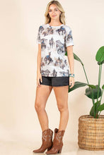 LILI WESTERN PRINT RELAXED FIT SHORT SLEEVE T-SHIRT 
