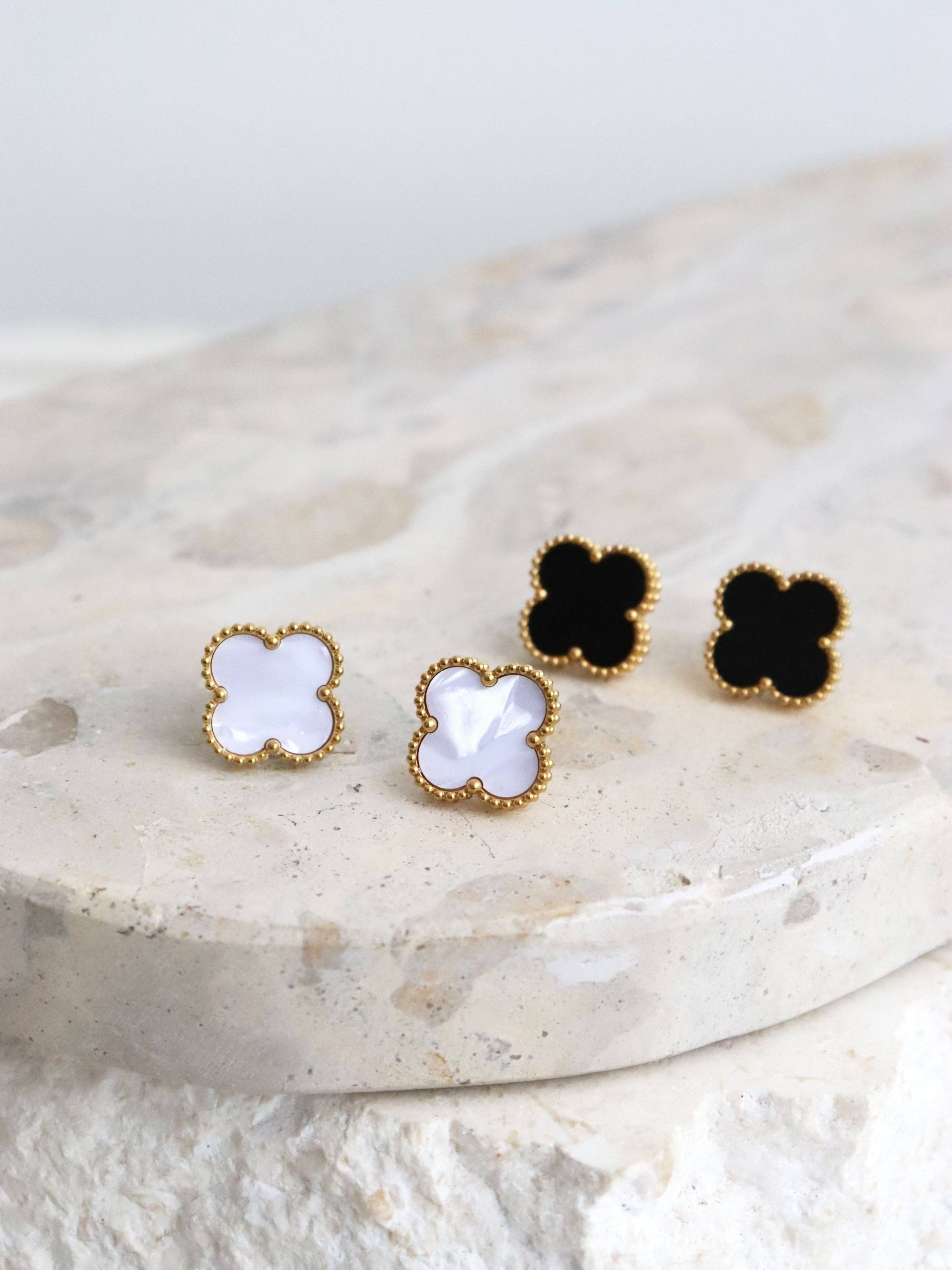 Charlotte Earrings in 18K Gold Plated in White