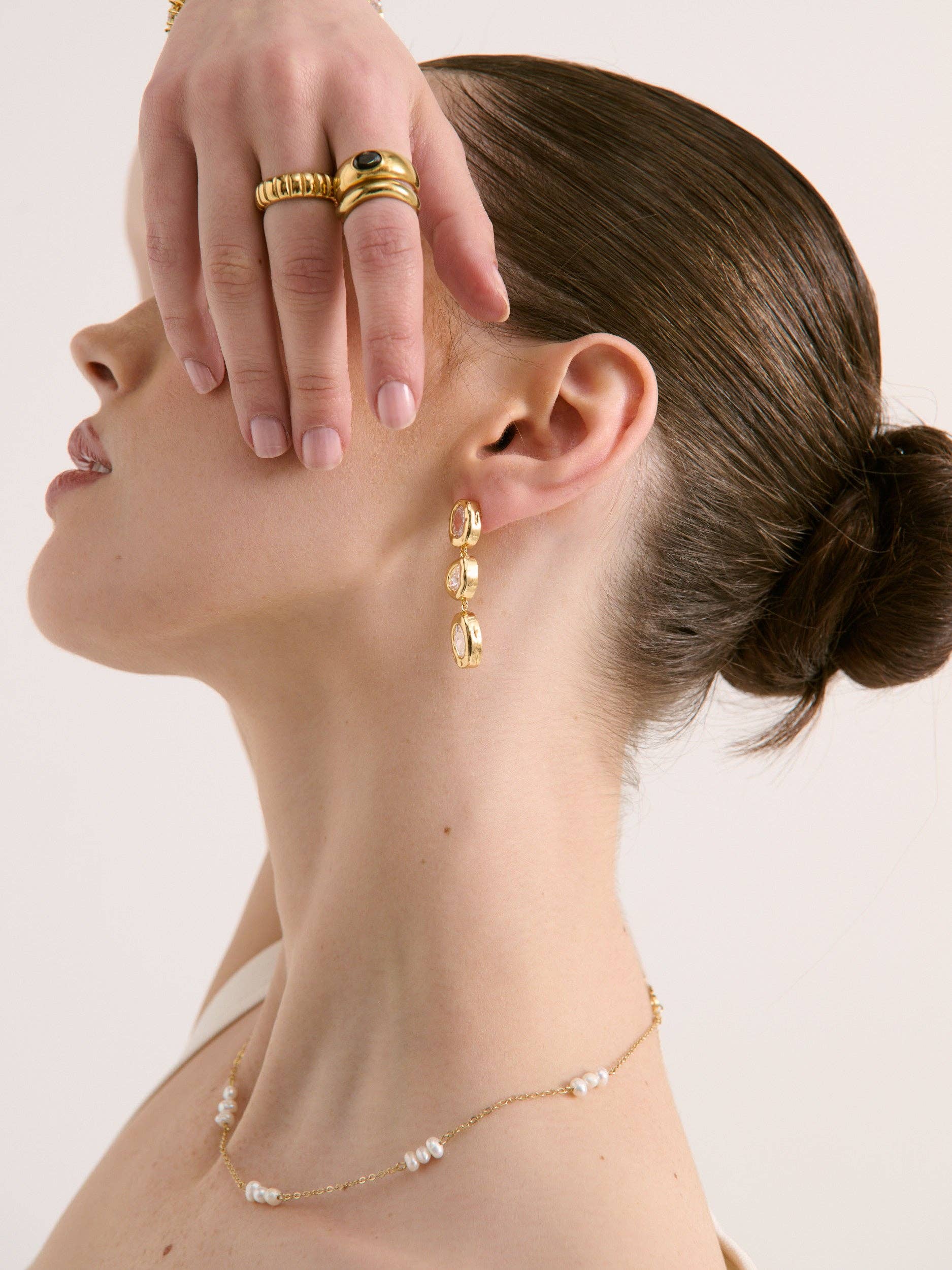 Trio Pearl 18K Gold Plated Necklace