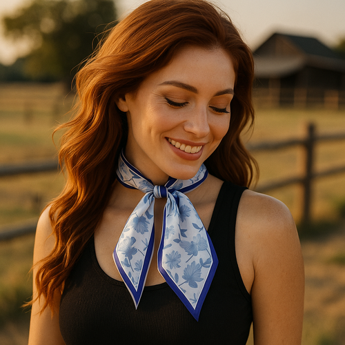 Wild Rag - Blue Western Skinny Mini Wild Cowgirl Necktie