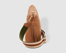 Kasey Crossbody Bag - Stripe Strap - Camel