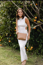 Kasey Crossbody Bag - Stripe Strap - Camel