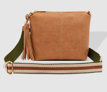 Kasey Crossbody Bag - Stripe Strap - Camel