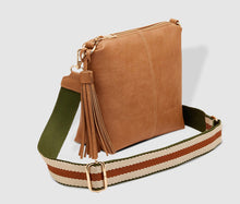 Kasey Crossbody Bag - Stripe Strap - Camel