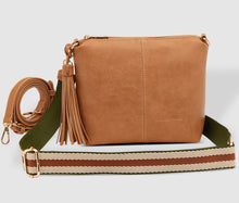 Kasey Crossbody Bag - Stripe Strap - Camel