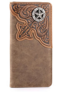 Montana West - Embossed Lone Star Concho Men's Bifold Wallet - Brown