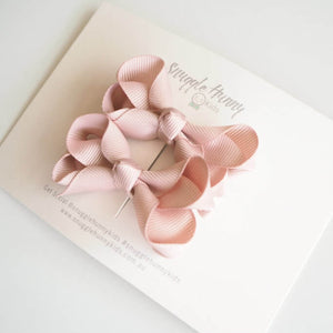 Nude Clip Bow - Small Piggy Tail Pair