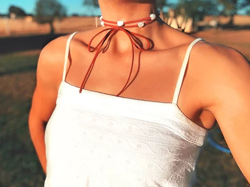 Treasure Chest co- Leather Choker - Simple George- Tan